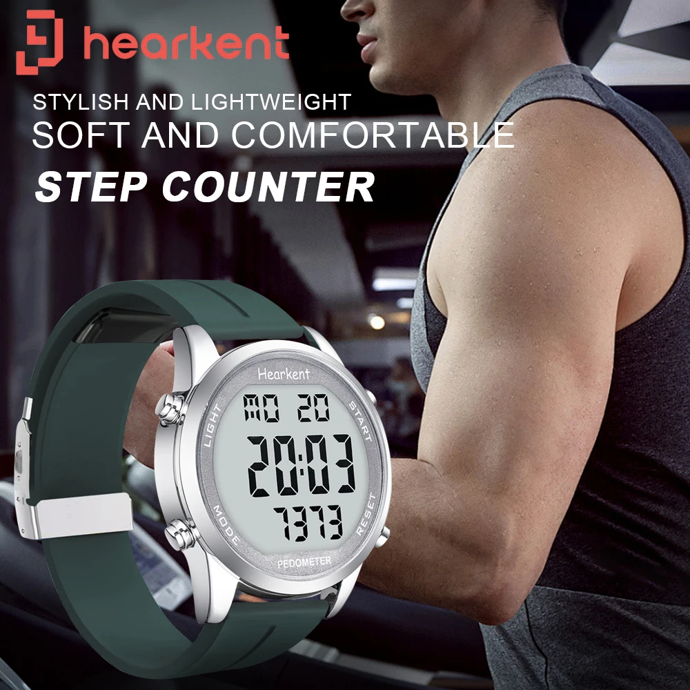 Hearkent Pedometer นาฬิกาผู้ชายนาฬิกาดิจิตอลไม่มีบลูทูธกีฬานาฬิกาขั้นตอนแคลอรี่เคาน์เตอร์เดิน Fitness Tracker นาฬิกาข้อมือ