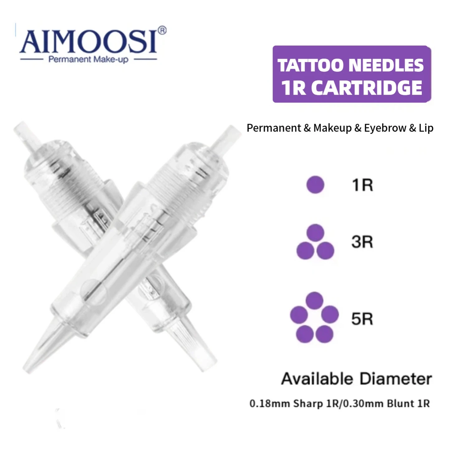 

AIMOOSI 50/100Pcs Tattoo Cartridge Needles 0.18 1R Disposable For Professional Spiral Port All-in-one Permanent Makeup Machine