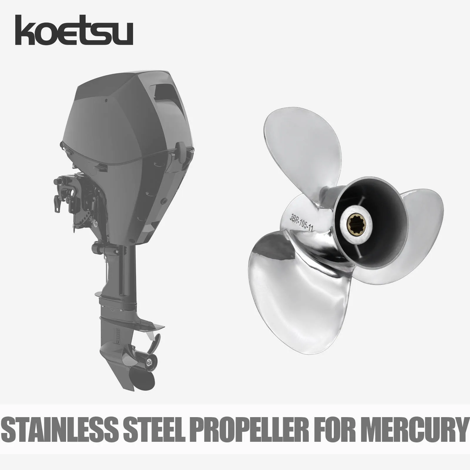 KOETSU Stainless Steel Propeller - For Mercury Outboard Engines 2-Stroke 4-Stroke 9.9-300 HP