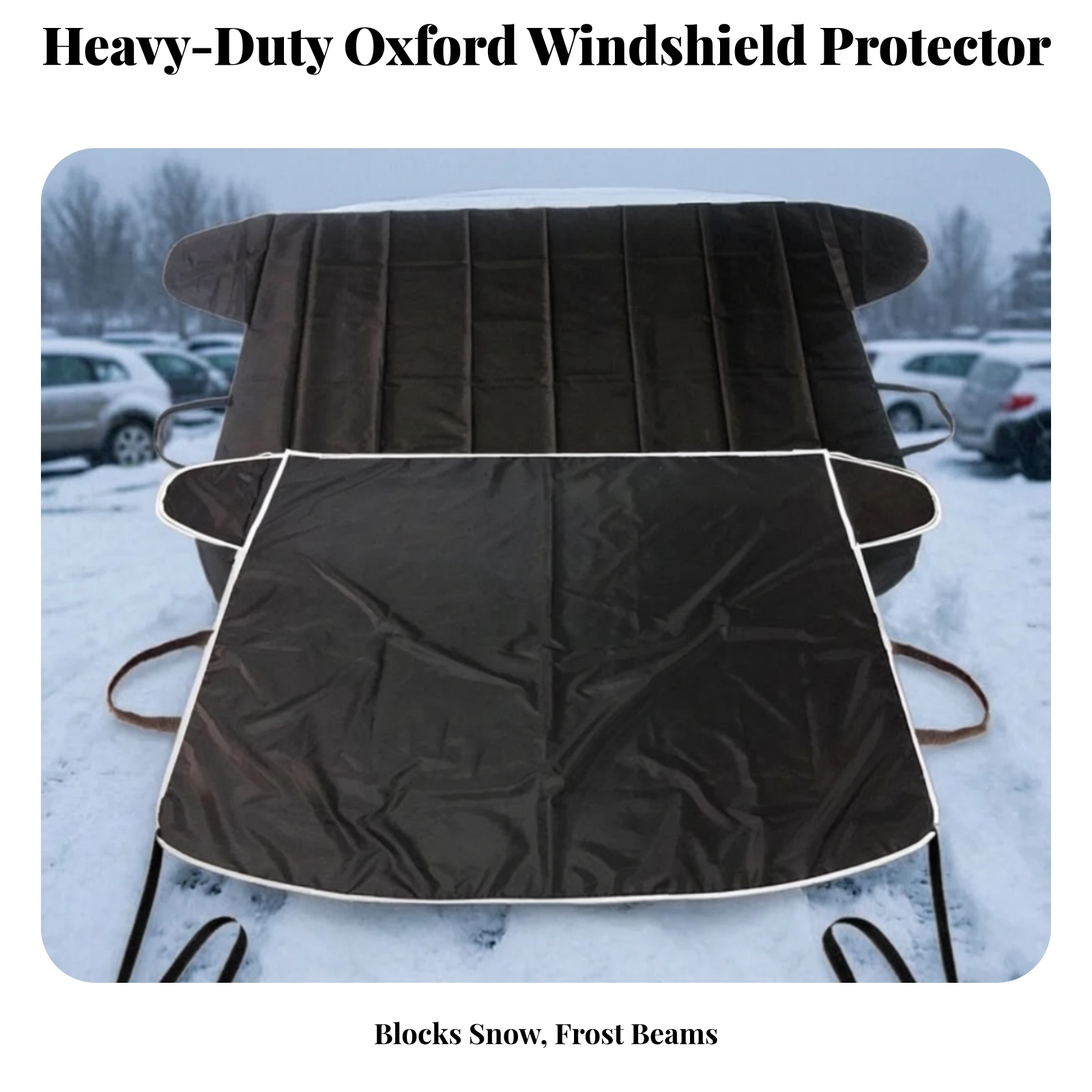 Windshield Snow Cover Snowproof Windshield Cover with Straps Easy to Use Foldable for Drivers, Winter Parking