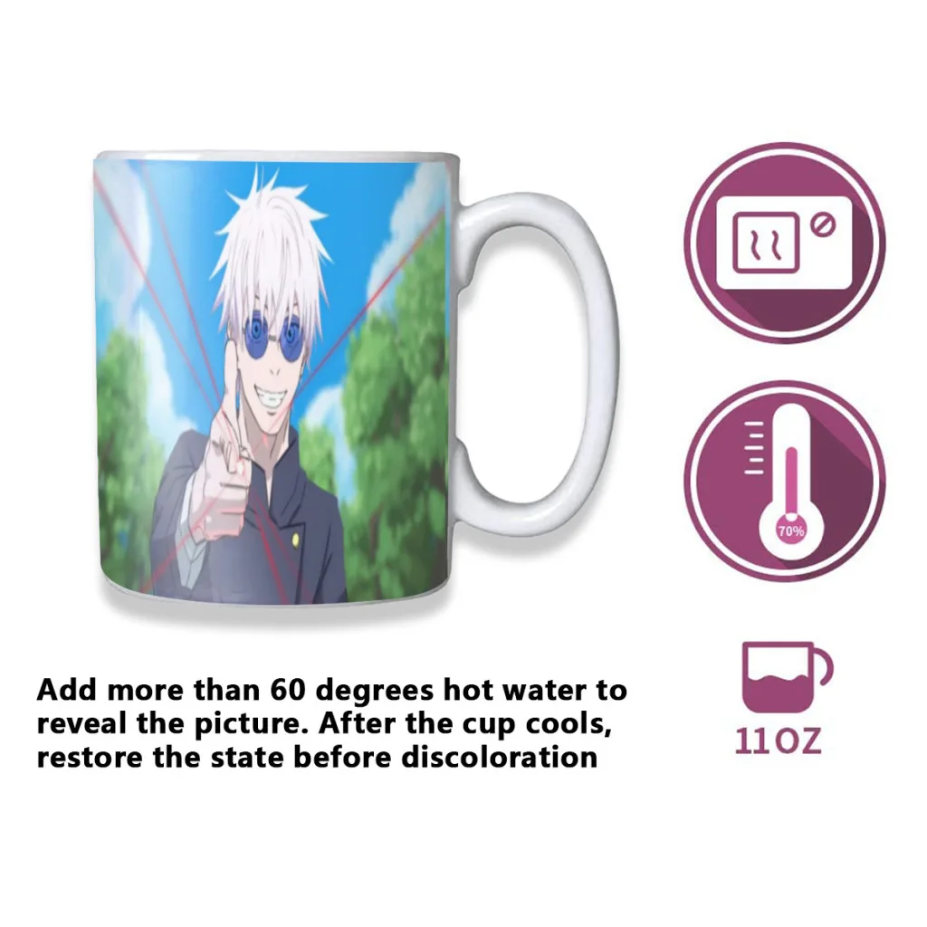 Jujutsu Kaisen Gojo Satoru Coffee Mugs Creative Color Changing Milk Tea Cup Ceramic Magic Heat Sensitive Mug Free shipping