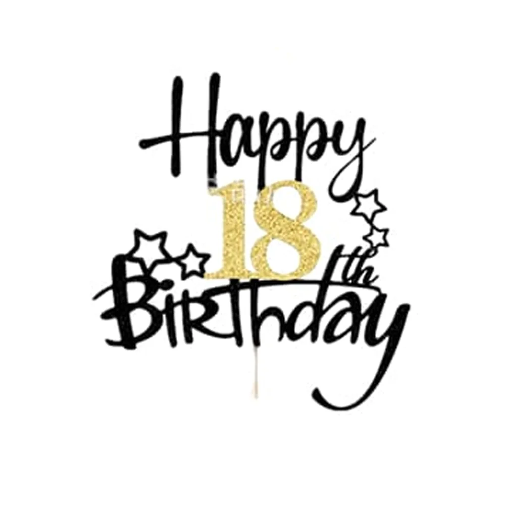 1 Stück Schwarzgold Happy 10 Birthday Cake Topper 10th 20th 30th 40th 50th 60th Loves & Wishes Partydekorationen für die Geburtstagsfeier – Detail 8