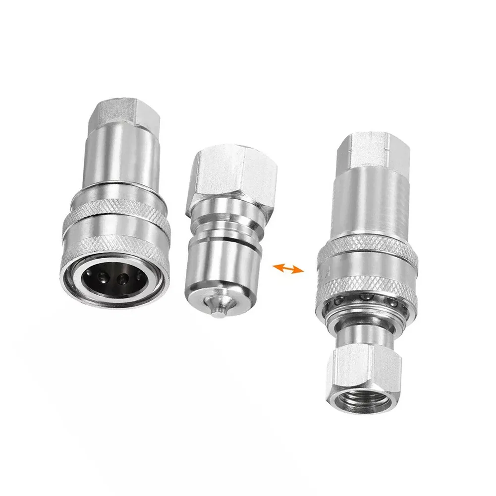 2 Sets M14x1.5mm Hydraulic Quick Connect Coupler Female Thread Pipe Fitting Carbon Steel For Industrial Agricultural Machinery