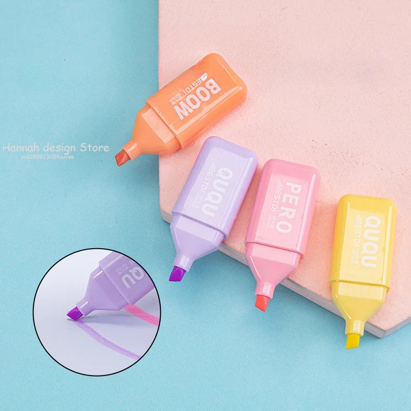 6pcs/Set Cute Cartoon Mini Highlighter Pens Kawaii Macaron Colors Markers Diary Highlighter Stationery School Office Accessories