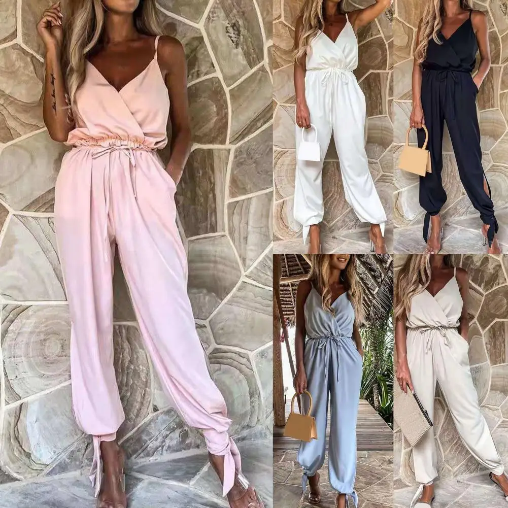 

Elegant Playsuit Playsuit Women Jumpsuit Summer Sling Fashion Solid Color Waist Romper