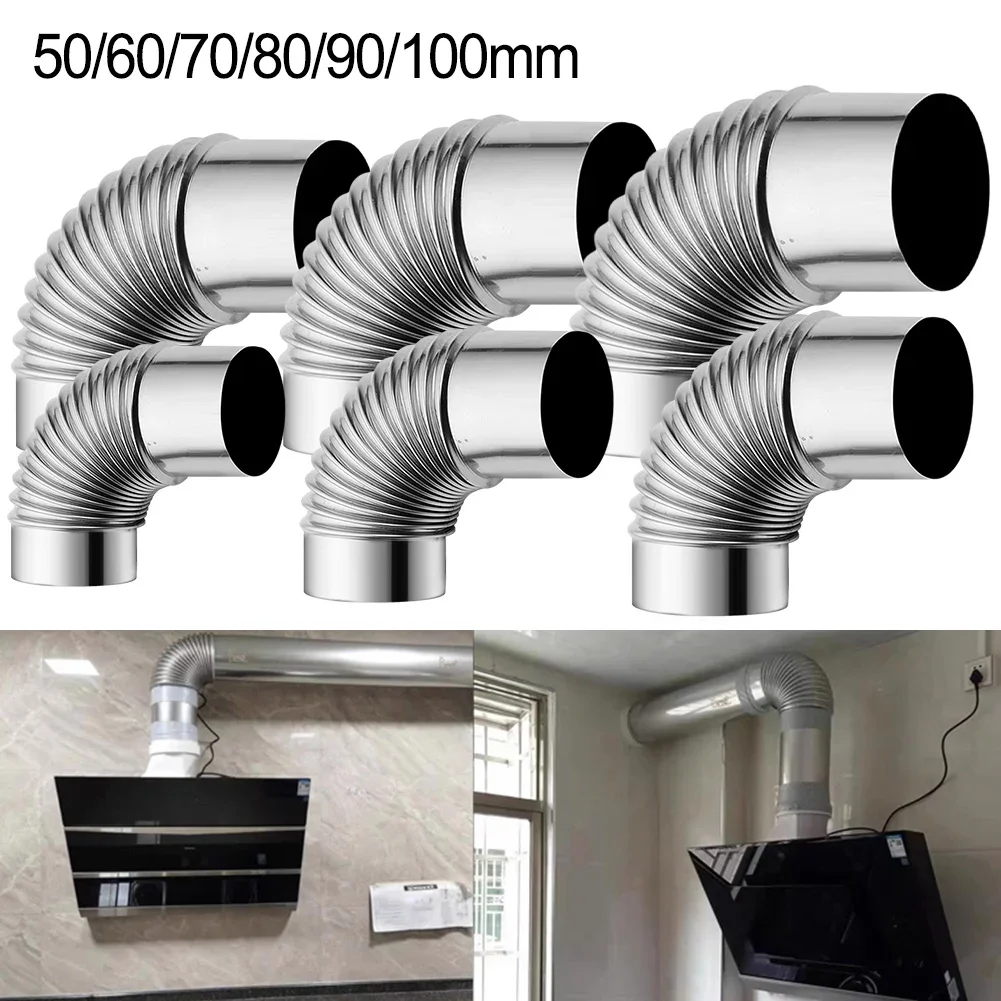 50-100mm Stainless Steel 90 Degree Elbow Chimney Liner Bend Multi Flue Stove Pipes For Outdoor Camping Wood Stoves Chimney