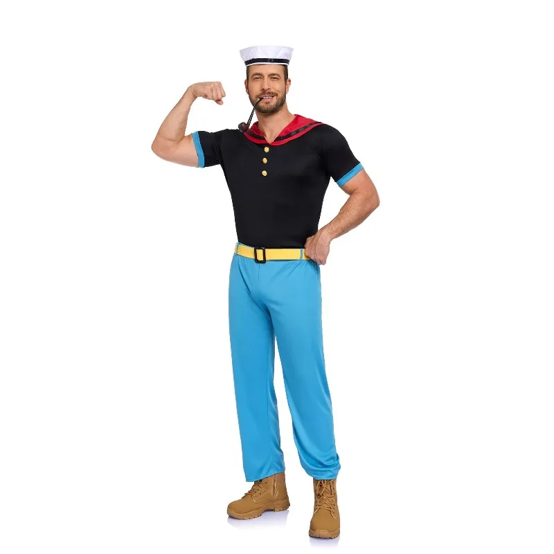 Women Olive Men Popeyed Costume Classic Cartoon Popeye the Sailor Cosplay Costume With Hat Halloween Funny Role Play Outfits view 5