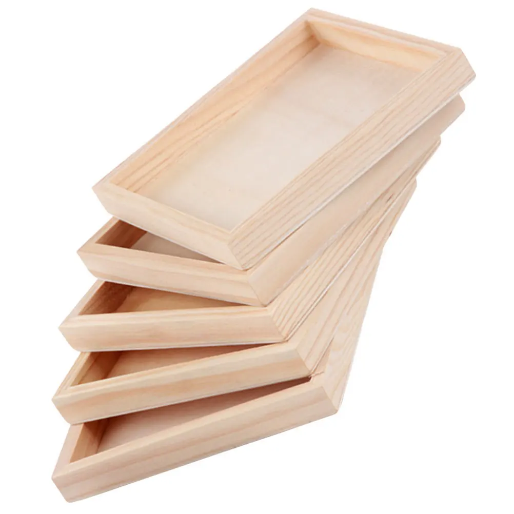 

5pcs For Block Storage Unfinished Wooden Tray 3D Puzzle Organizer Wood Blocks Sorting Tray Puzzle Sorting Trays Home Use