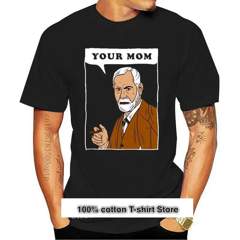 Camiseta de manga corta para hombre, ropa en línea, diseño de su mamá, Freud, divertida, broma de psicología de Sigmundo, 011362