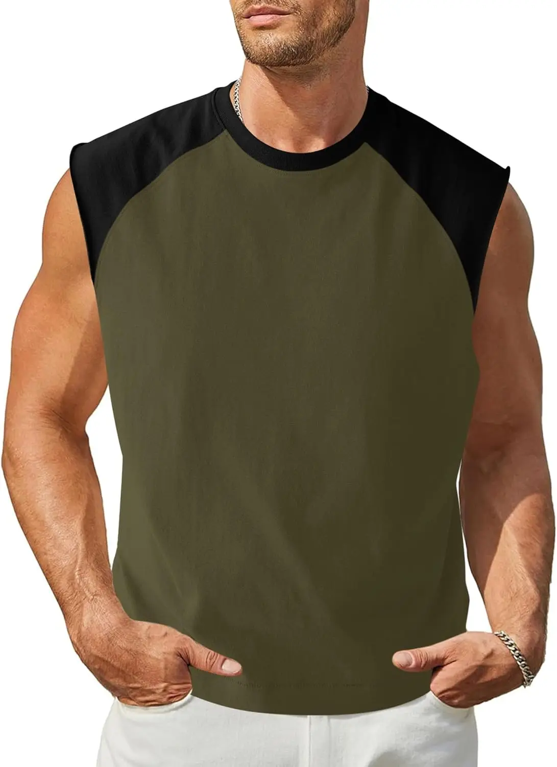 

Summer Men's Simple Patchwork Sleeveless T-Shirt Fashion Classic Round Neck Vest Tops Oversize Quick Drying Thin Clothes For Men