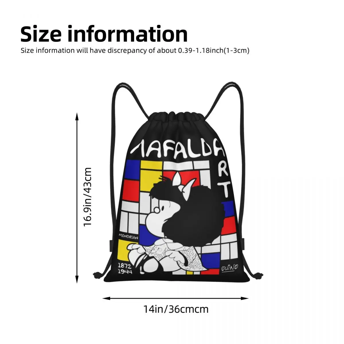 Benutzerdefinierte Mafalda Genießen Sie die Kunst des Mondrian Kordelzug-Rucksacks Damen Herren Gym Sport Sackpack Faltbare Einkaufstasche Sack