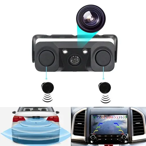 Superior-Car Parking Sensor 3IN1 Night Vision 2 Radar Detector Sensors Alarm Reverse Backup Rear View Camera