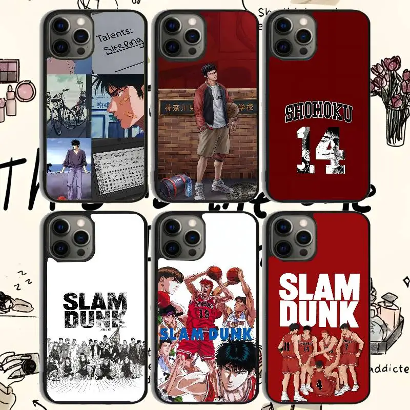 

Anime S-Slam Dunk Phone Case For 11 12 13 14 15 16Pro Max mini Plus Frosted mirror Phone Cover