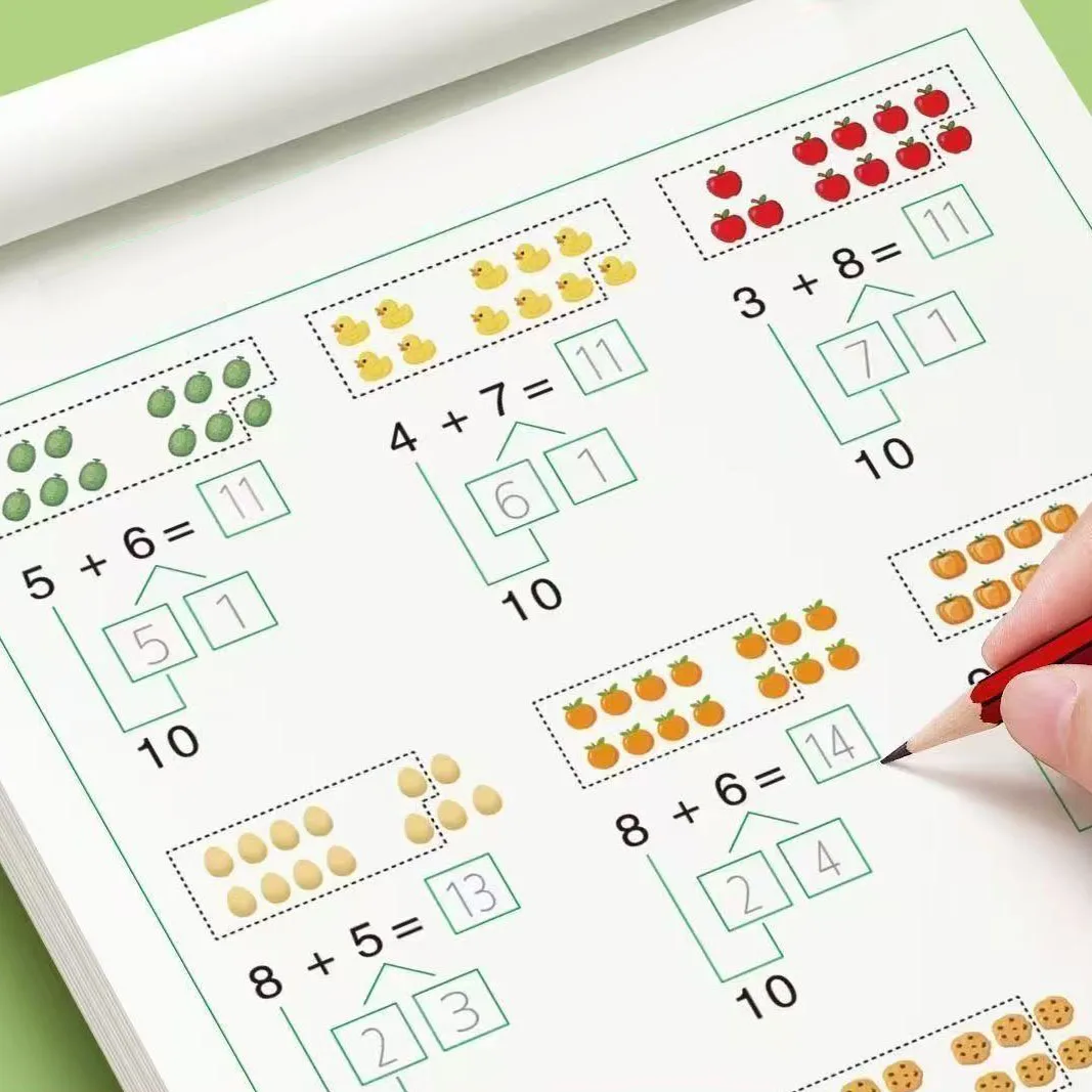 60-seitiges Übungsbuch für Addition und Subtraktion, Mathematik-Arbeitsbuch für Vorschule und Kindergarten zur Zahlenzerlegung und Addition – Detail 3