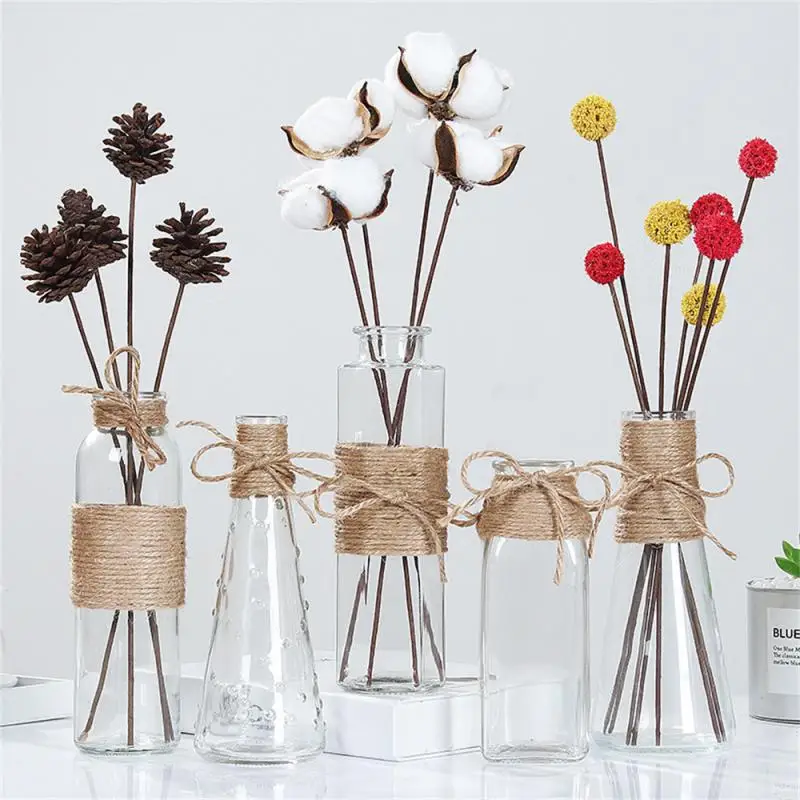 Thickened And Wear Resistant Flower Ornaments Multiple Usage Scenarios Dried Flower Vase Transparent Glass Vase Home Decoration