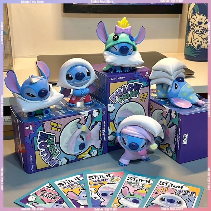 

Miniso Disney Stitch Подушка Fight Series Blind Box Cute Stitch Модная игровая кукла Рисунок Настольный декор Орнамент Рождественский подарок на день рождения