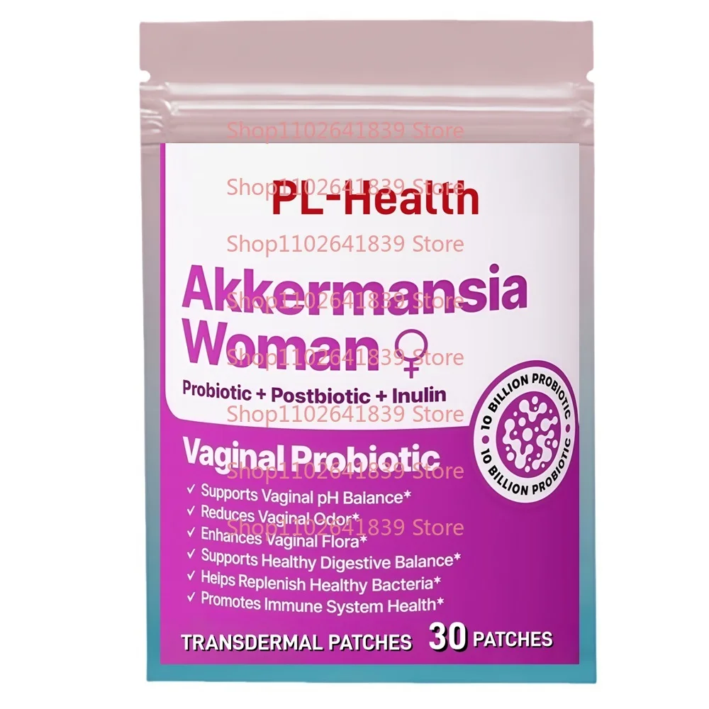 

30 Patches Akkermansia Probiotic Transdermal Patches with Prebiotic ,Postbiotic for Women Support Gut Health, Immune