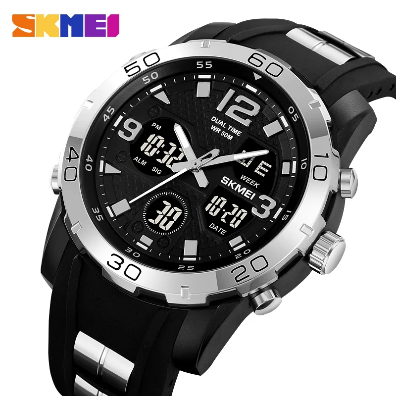 SKMEI 2102 Sport Watch 5Bar Waterproof Dual Display Wristwatches Relogio Masculino watch Sport Men Military Digital Watches