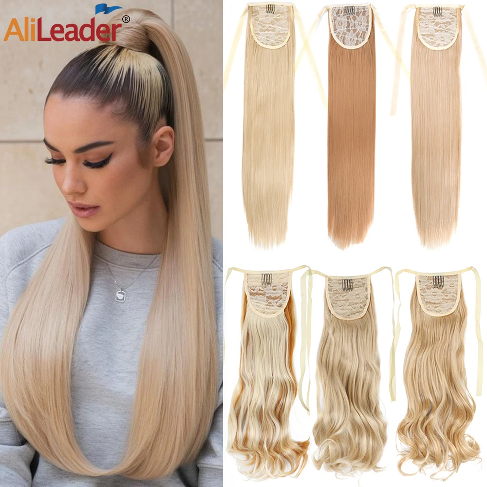 

Straight Ponytail Extensions 20 Inch Ombre Long Wrap Around Synthetic Hair Piece Pony Tail Hair Extensions Hairpieces For Women