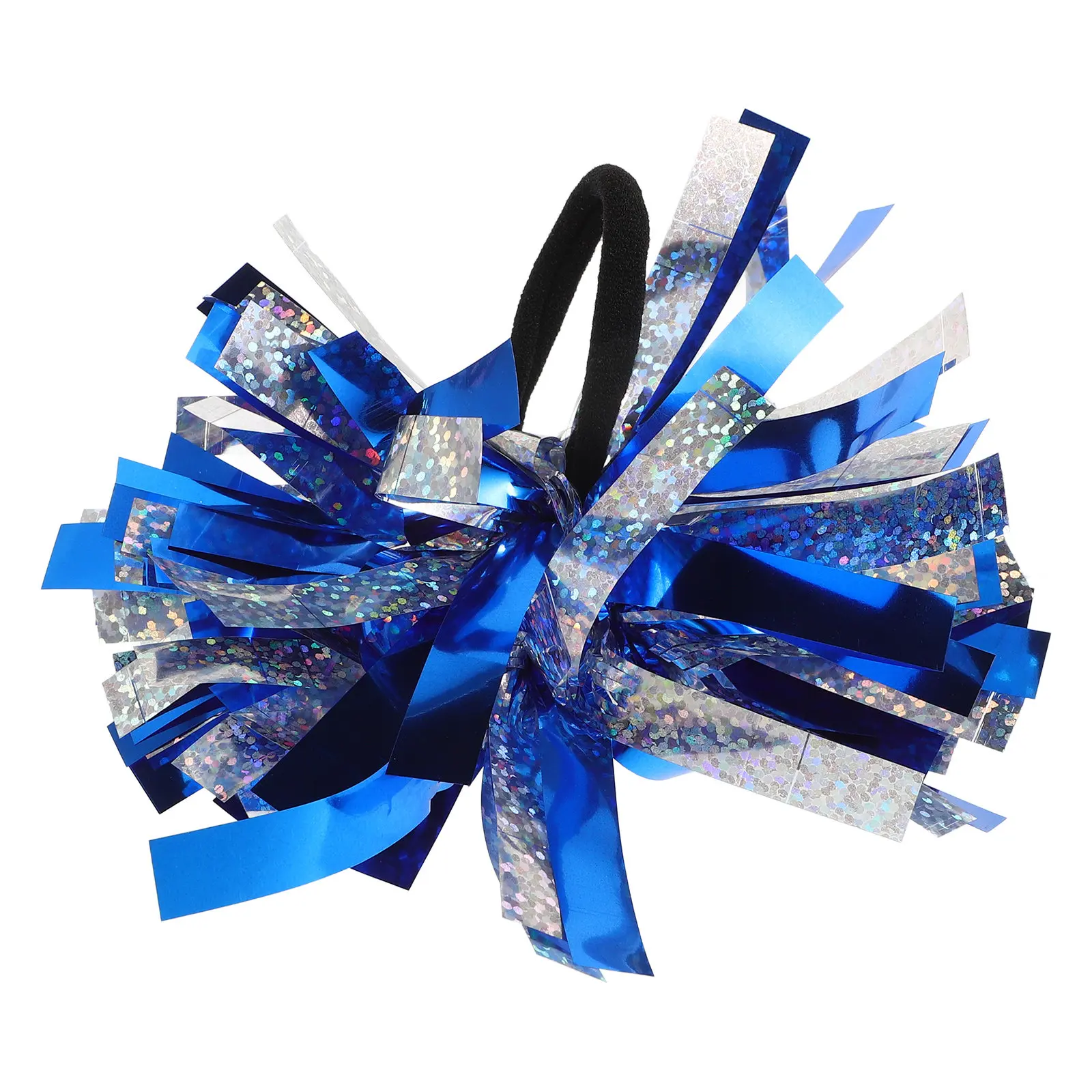 

Blue Silver Cheer Pom Poms Wrist Hair Tie Holders Lightweight Party Festival Performance Decorations