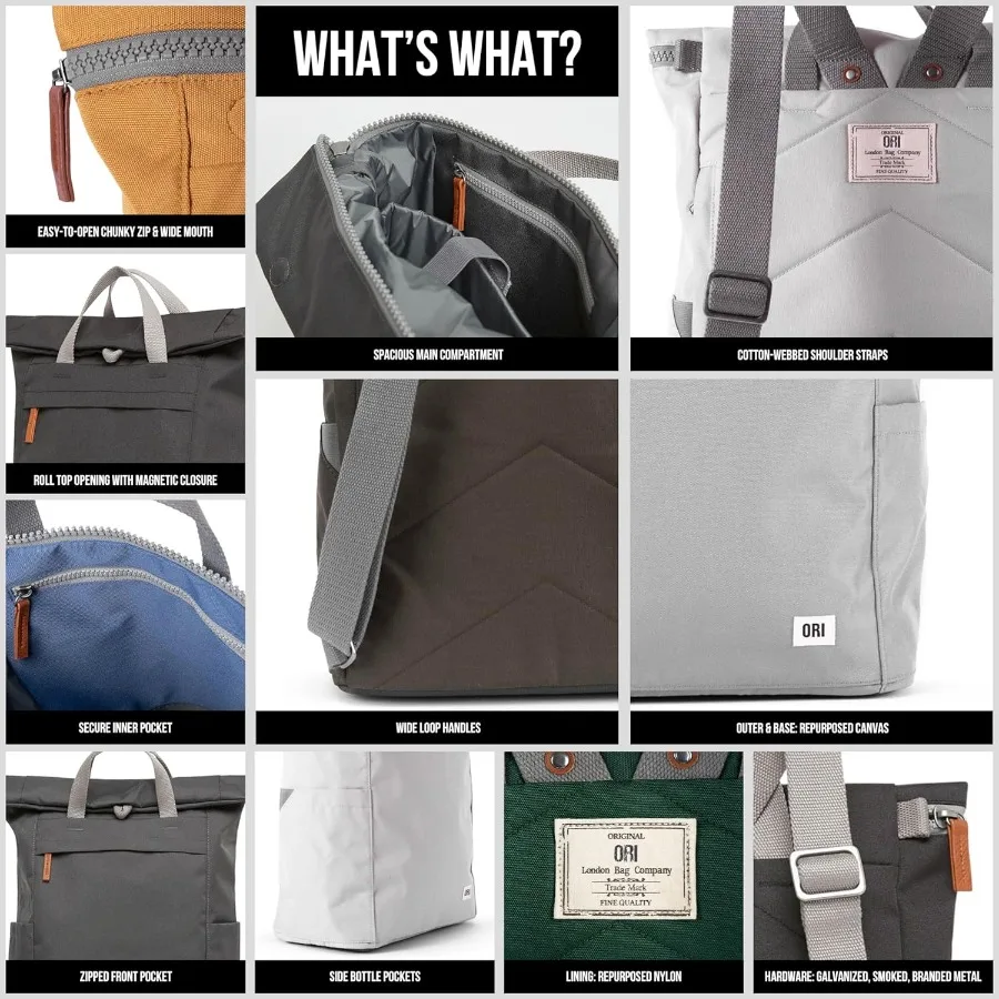 حقيبة ظهر ORI LONDON Rolltop - حقيبة ظهر كبيرة للسفر مع جيوب كبيرة للرجال والنساء - The Finchley Carbon #4