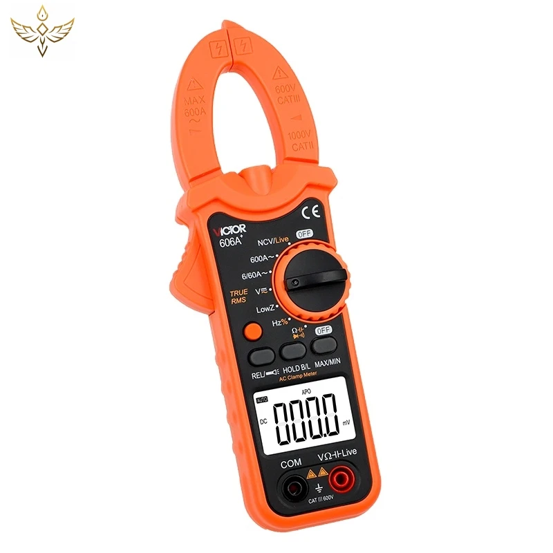 

VICTOR 606A+ digital AC DC 600V 600A true rms clamp meters 6mF 60M ohm with max. value Low voltage warning NCV Live multimeters