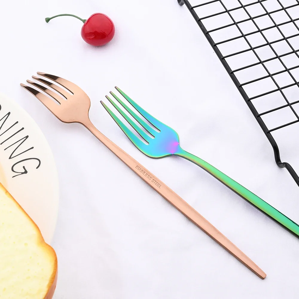 6 قطعة شوك الحلوى مرآة أدوات المائدة شوكة من الفولاذ المقاوم للصدأ أدوات المطبخ الفضيات أواني الطعام الغربية مطعم شوكة مجموعة