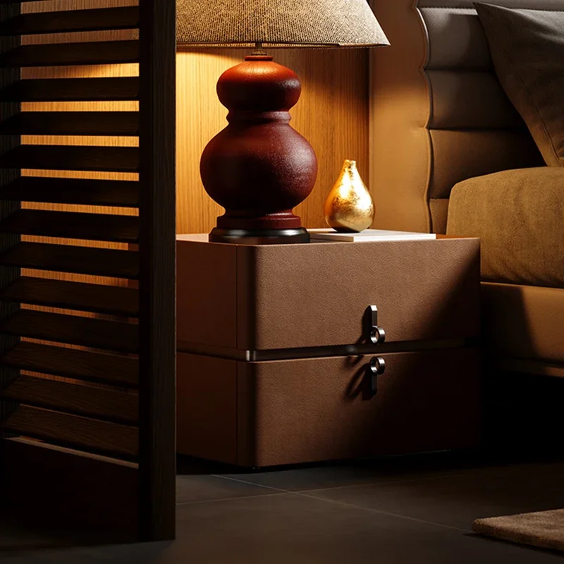 

yj5 Italian light luxury bedside locker solid wood high-end bedside cabinet