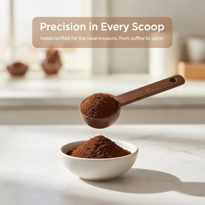 Wooden Measuring Spoon 7.5-45ML Portable Beech Walnut Easy Clean Kitchen Gadget for Household Cooking Baking Pastry Making