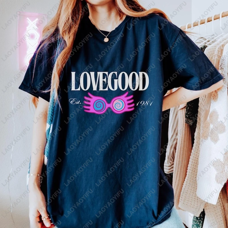 

Lovegood Graphic Tee Raven Luna Glasses Tshirt Funny Potter Women T-Shirt Vacation HP Fan Gift Potterhead Cotton Short-sleev Top