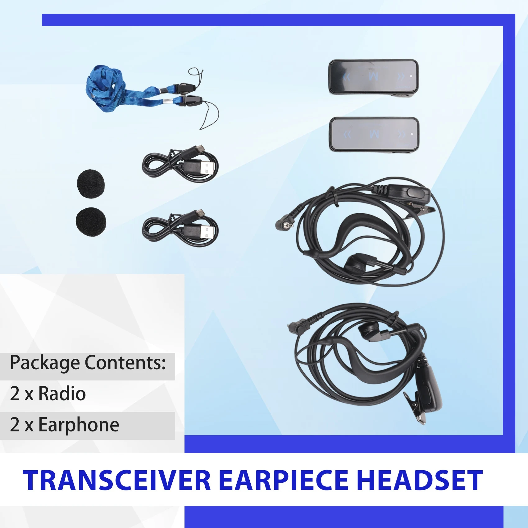 Y44A Mini Walkie Talkie Earpiece Headset 2-Way Radio Transceiver with Mic for 400-470MHz Communication