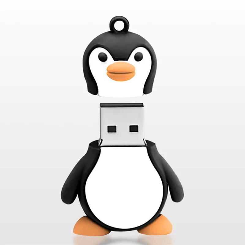무료 사용자 정의 컬러 인쇄 로고 만화 펭귄 펜던트 USB2.0 플래시 드라이브 4GB 8GB 16GB 32GB 64GB 128GB