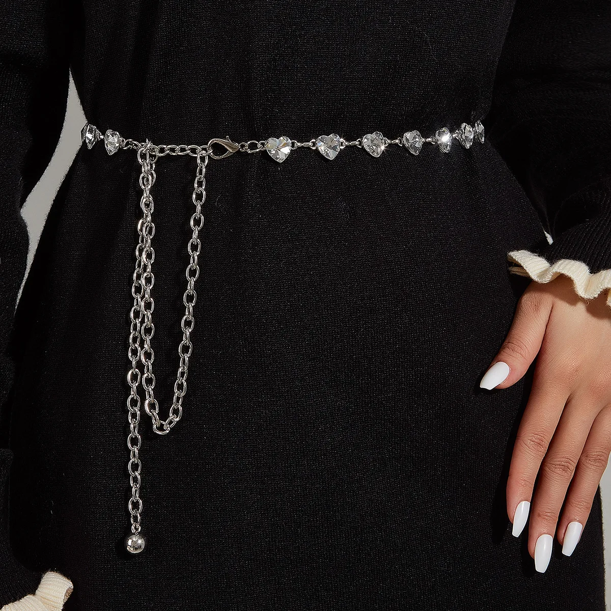 

New Rhinestone Waist Chain Metal Accessories Belt Ins with Skirt Dress Waist Chain Decorative Thin Belt Tide Rhinestone Belt