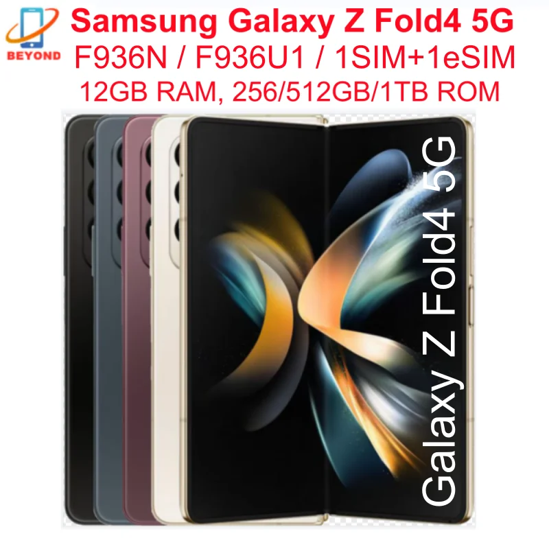 Новый сотовый телефон Samsung Galaxy Z Fold 4 Fold4 5G F936N F936U1 7,6 дюйма AMOLED 12 ГБ ОЗУ 256/512 ГБ ПЗУ Snapdragon NFC 1SIM + 1eSIM 95%