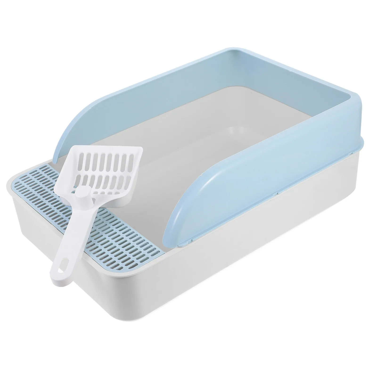 

Открытый лоток для кошек с низким входом, защита от разбрызгивания, большой объем, педаль для удержания наполнителя, портативный туалет для питомцев