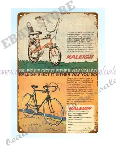 1971 comic ad Raleigh Bicycles Chopper metal tin sign dining room wall art ideas