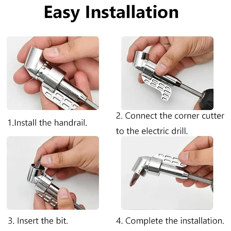 ABLU-105 Degree Right Angle Drill Adapter,Corner Angled Screwdriver, 1/4In Hex Shank Driver Angle Drill Attachment (4PCS Set)