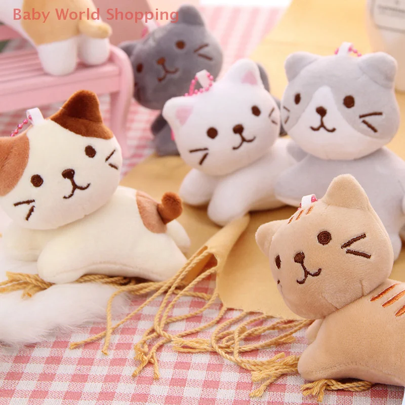 1Pcs 10cm Lovely Cartoon Animal Kitten Plush Toy Soft Stuffed Small Doll Key Ring Backpack Pendant Christmas Children's Gift