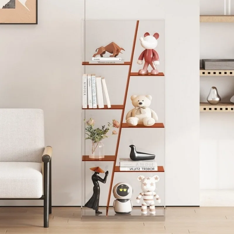 Light luxury living room household floor-to-ceiling transparent shelves, figure display racks