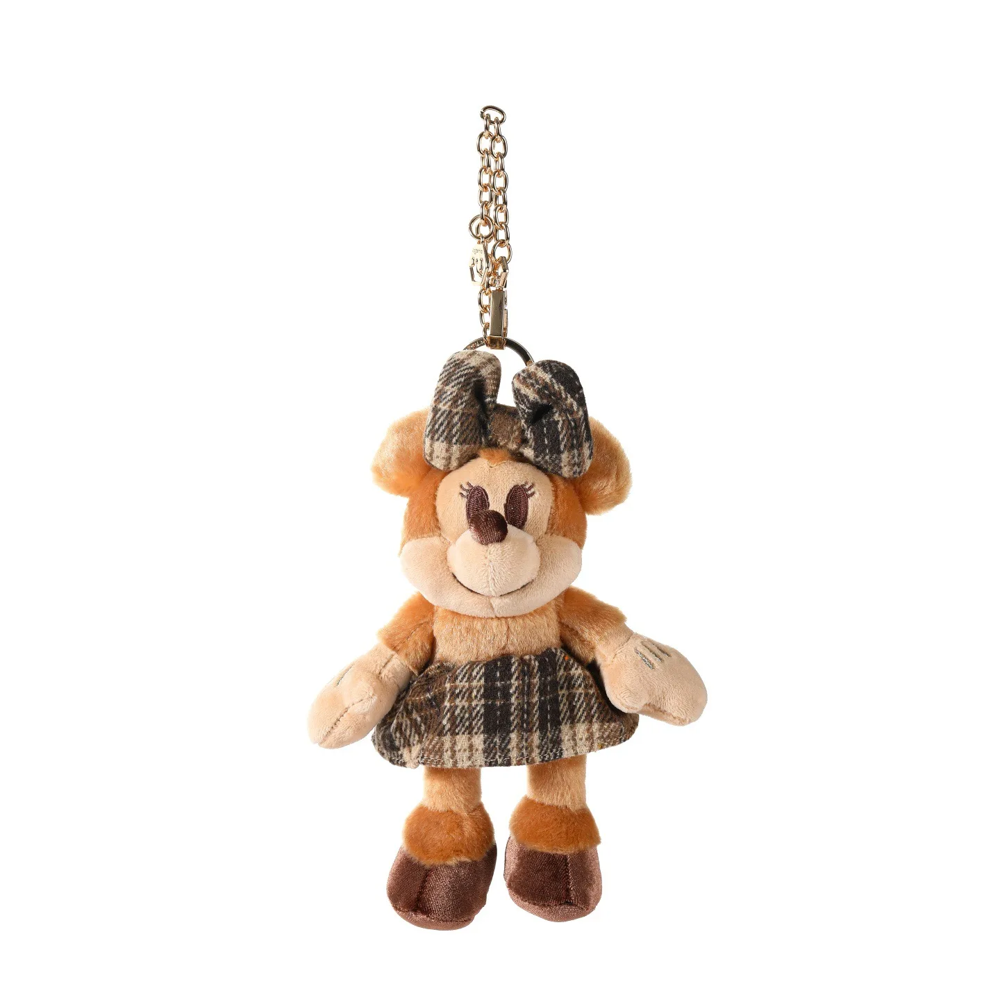

Disney Minnie Mouse Plaid Dress Plush Keychain Cute Retro Style Bag Charm Pendant Gift