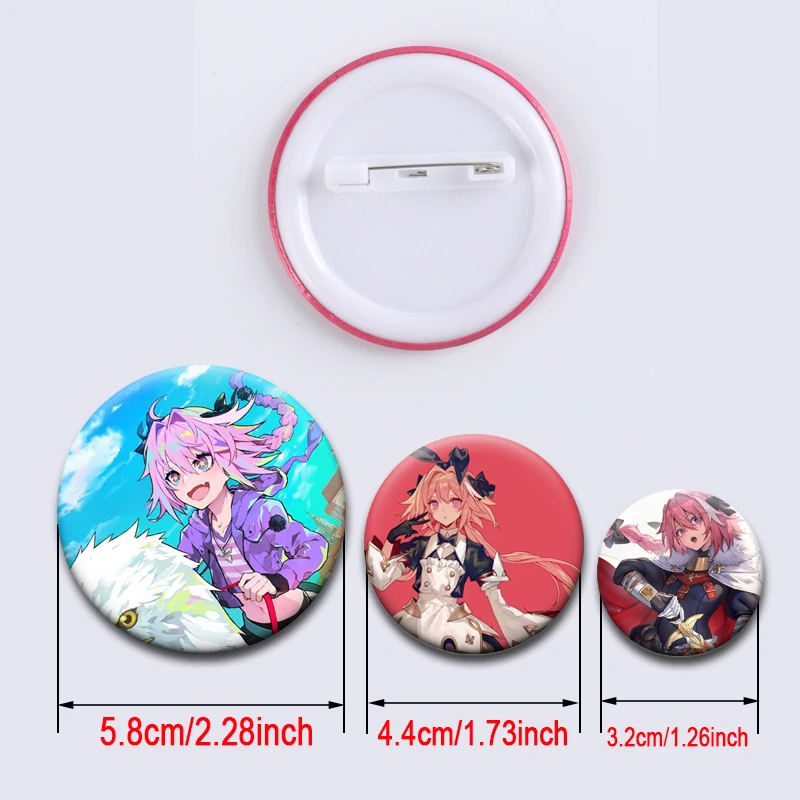Astolfo Fate Anime Pins Beautiful Cute Cartoon Figure Brooches Handmade Tinplate Badge Backpack Shoes Jewelry Accessories Gifts