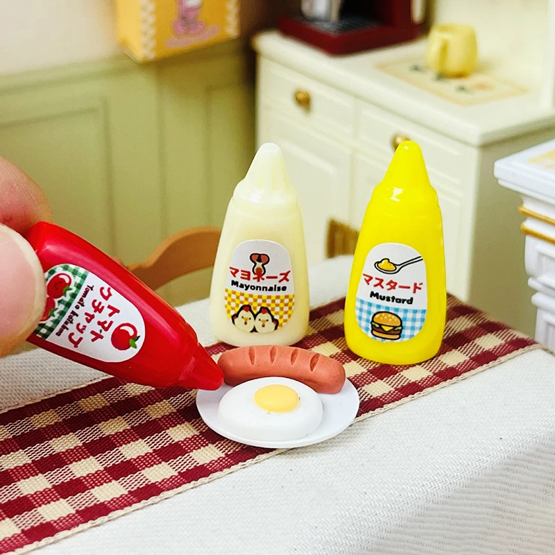 10 stks/set Poppenhuis Miniatuur Squeeze Ketchup Flessen Jam Mini Ketchup Fantasiespel Voedsel Voor Pop Decoratie Accessoires Speelgoed