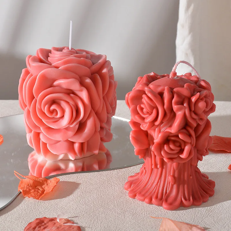 

2pcs Rose Scented Candle Silicone Mold - DIY Valentine's Day Aroma Stone & Rose Sphere Craft