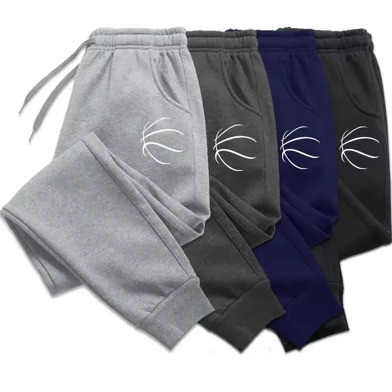 Pantalon de survêtement pour hommes, imprimé de luxe, polaire, chaud, Jogging, plusieurs paquets, pantalon droit d'extérieur, automne hiver