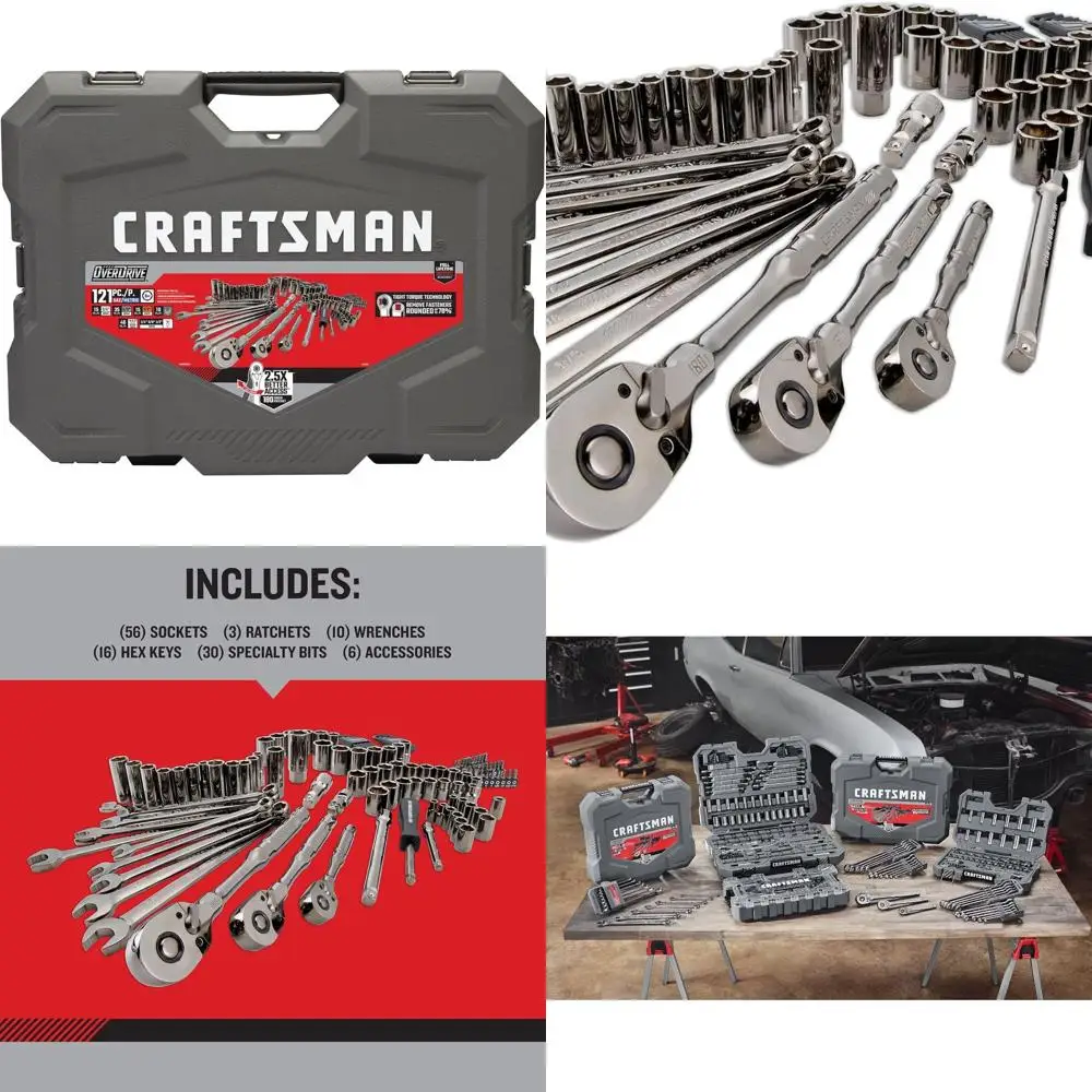 

Набор инструментов для механики OVERDRIVE, 121-комплект, металл, хром, стандартный набор метрических головок SAE/метрических головок, в жестком футляре (CMMT99121L)