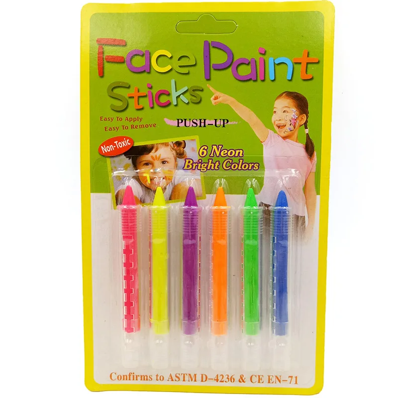 Lápices de pintura facial de 6 colores, estructura de empalme, crayón de pintura facial, lápiz de pintura corporal de Navidad, maquillaje de fiesta para niños