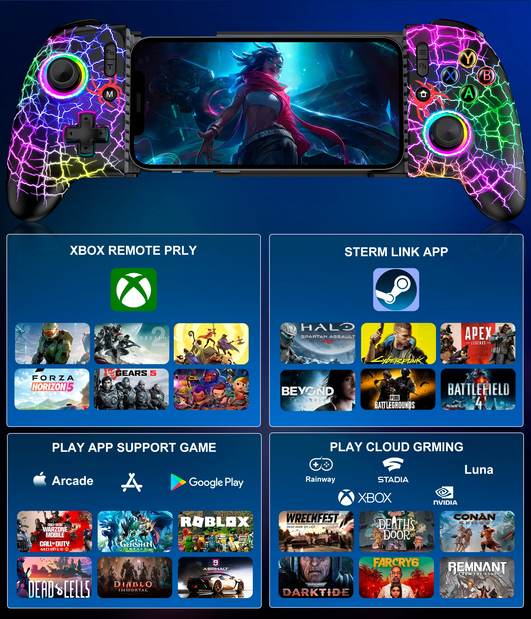 DinoFire MC202 Controller effetto Hall per telefono cellulare Tipo-C Gamepad Maniglia allungabile Stick Android iOS XBOX Cloud Game Joystick