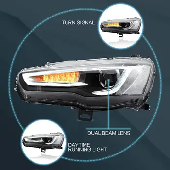 適用於三菱藍瑟EVO X第九代轎車(2008-2020款)的頭燈總成,即插即用,透明色 12 最佳銷售 三菱藍瑟 Evo 9 - №5