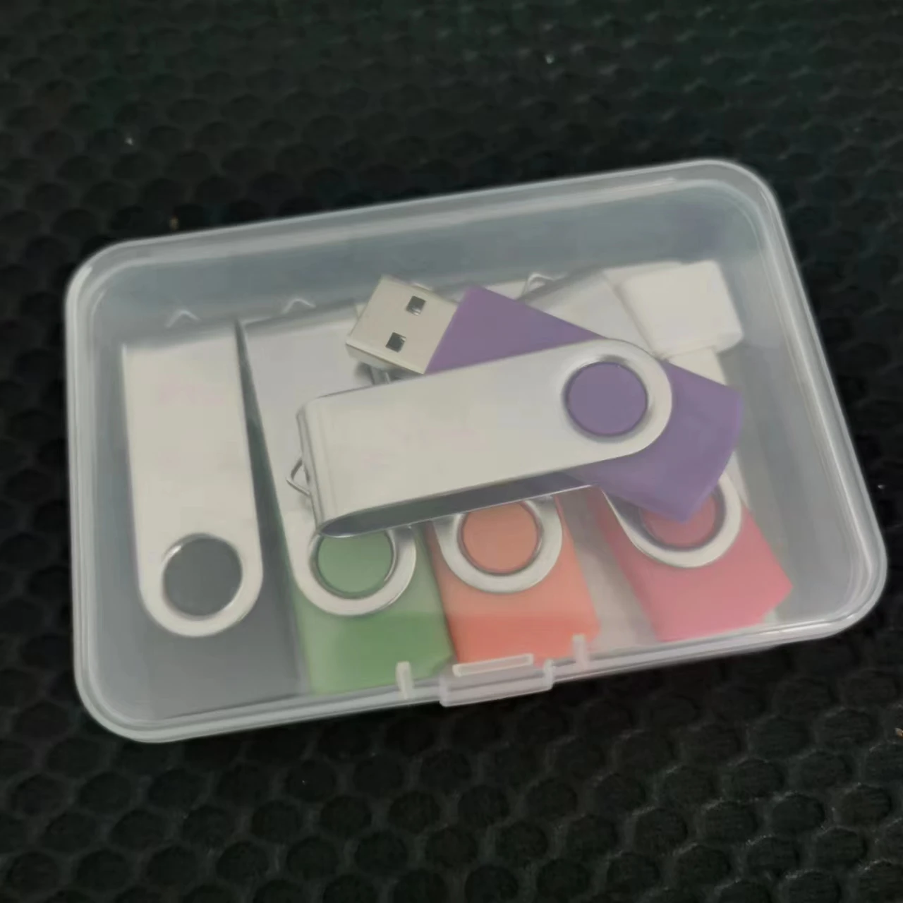 Paquete de 5 con logotipo personalizado, memoria flash USB 2.0 giratoria Simple con puerto/caja tipo C