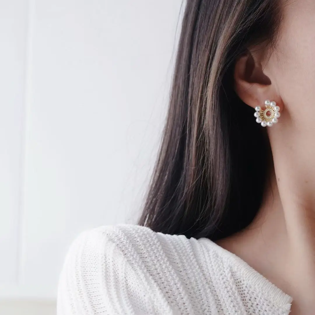 S925 Sterling Silver Earrings Base Findings Mountings Jewelry Mounts Fittings Accessories for 4-5mm Pearls 3 pairs/lot